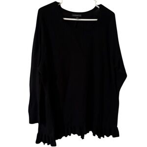 Lane Bryant Black Long Sleeve Sweater w Ruffled Hem on bottom. Size 18/20